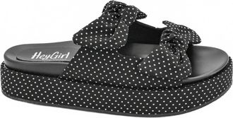 Corkys Footwear Womens Lil Bit Knotty Sandals In Black/white Polka Dot
