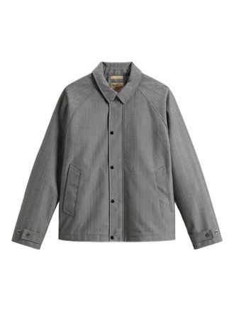 Woolrich herringbone-pattern button jacket - men - Viscose/Polyester - 3XL - Grey