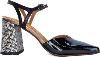Chie Mihara Zwarte leren enkelband sandalen - Dames - Pumps - Zwart - 38 EU - Leer - Schoenen