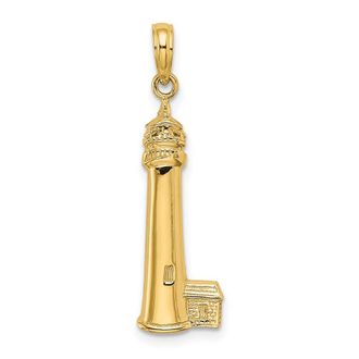 Diamond2Deal 14k Yellow Gold Polished CAPE MAY Lighthouse Charm