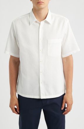 Theory Weekend Short Sleeve Thermal Button-Up Shirt in White - 100 at Nordstrom, Size Xx-Large