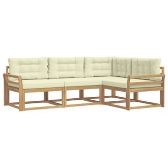 vidaXL Conjunto De Sof&aacute;s De Exterior 3 Pcs Blanco Y Crema Poli&eacute;ster Vidaxl