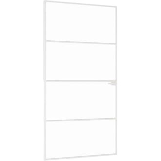 vidaXL Puerta Interior Vidrio Templado Y Aluminio Blanco 102x201,5 Cm Vidaxl