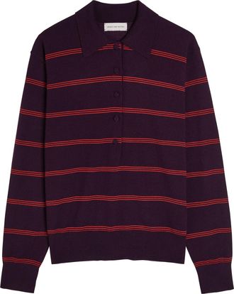 Dries Van Noten Tuno Striped Merino Wool Polo top - Dark Purple - S (UK8-10 / S)