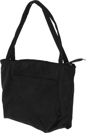 Yarnow Waterproof Black Corduroy Tote Bag for Women, Large Capacity Canvas Shoulder Bag, Casual Reusable Shopping and Everyday Handbag