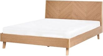 Beliani Bed WIZERNES 140 x 200 cm (EU Double) Light Oak