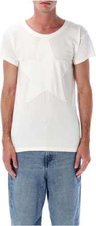 Maison Margiela Tops, Heren, Wit, L, Katoen, Sterrenmotief Aansluitend T-Shirt Off White