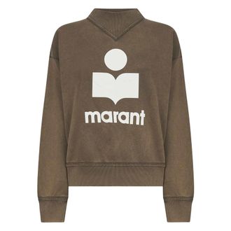 Isabel Marant Sweatshirts, female, Brown, Size: 2XS Brown Sweater with Ribbed Collar
