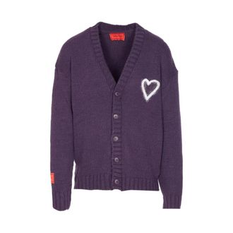 Vision Of Super Purple V-Neck Embroidered Heart Jumper