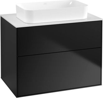 Villeroy & Boch Finion, Mueble De Ba&ntilde;o, 800 X 603 X 501 Mm, Angular, Sin Orificio Para Grifer&iacute;a, Modelo Suspendido, En Madera, Lacado Negro Mate