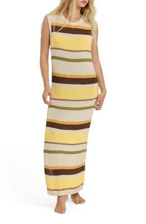 Billabong Those Days Stripe Rib Knit Maxi Dress in White Cap at Nordstrom Rack, Size X-Large