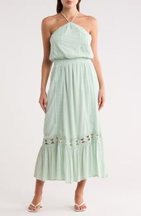 Lovestitch Smocked Halter Maxi Dress in Dusty Sage at Nordstrom Rack, Size Medium
