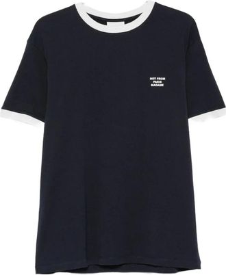 Dr&ocirc;le de Monsieur Tops, Heren, Blauw, M, Katoen, T-shirt met contrasterende opdruk