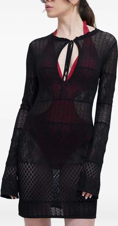 Desigual lace-knit mini beach dress - Black