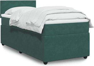 vidaXL Cama Box Spring Con Colch&oacute;n Terciopelo Verde Oscuro 100x200 Cm Vidaxl