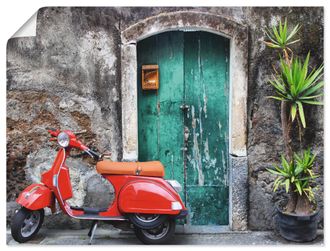 Artland Wandbild »Roter Motorroller« Motorräder & Roller 1 Stk. tlg. als Alubild, Outdoorbild, Leinwandbild, Poster in verschied. Grössen