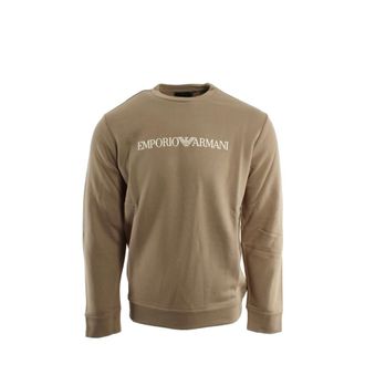 Armani Sweatshirts, male, Beige, Size: 2XL Logo-Printed Crewneck Sweatshirt