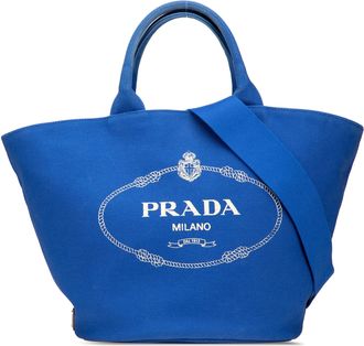 Prada Pre-owned Womens Canapa Tote Bag - Medium Blue Cotton - One Size