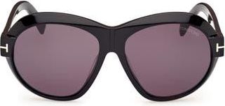 Tom Ford Inger 59mm Round Sunglasses in Black Eco /T Logo at Nordstrom Rack
