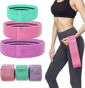 Trade Shop Trade Shop - 3 Fasce Elastiche In Stoffa Per Esercizi Fisici Joga Ginnastica Palestra 25x5 Cm