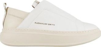 Alexander Smith Wembley Slip-on Dames van wit leer met beige hak en zool - Dames - Sneakers - Wit - 37 EU - Leer - Schoenen