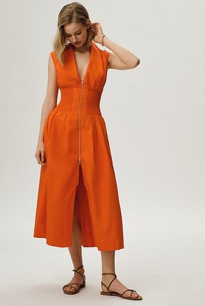 Maeve The Tommie Zip-Front Midi Dress