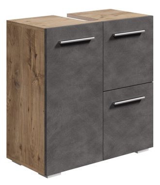 Badplaats Mueble Bajo Lavabo Mars 60 X 30 X 60 Cm - Roble Casta&ntilde;o Con Gris