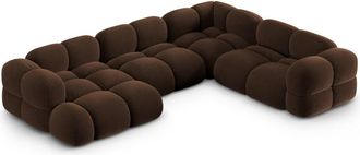 Cosmopolitan Design Sof&aacute; esquinero panor&aacute;mico derecho 5 plazas terciopelo chocolate