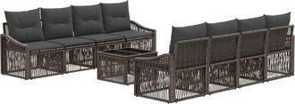 vidaXL Conjunto De Sof&aacute;s De Jard&iacute;n 9 Uds. Gris Rat&aacute;n Sint&eacute;tico Vidaxl
