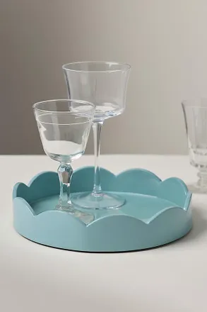 Addison Ross Blue Lacquered Round Scallop Tray