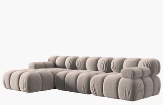 MICADONI Modulares 4-Sitzer Design Ecksofa Bellis mit Eckteil links - Samtbezug