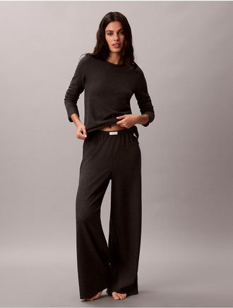 Calvin Klein Womens Classic Comfort Cozy Waffle Pants - Grey - XL