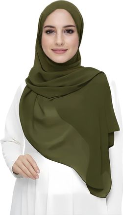 Lina & Lily Premium Chiffon Hijab Head Scarf Shawl Wrap for Muslim Women Lightweight (Medium Olive)