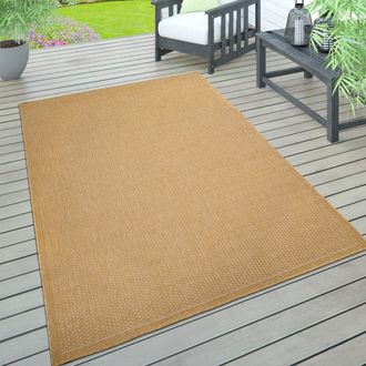 Paco Home Paco Home - Alfombra Interior Exterior Terraza Balc&oacute;n Intemperie Lisa Estructura Amarillo, 120x160 Cm