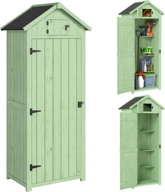 OEM Armario De Jard&iacute;n De Madera Armario De Almacenamiento Cobertizo De Jard&iacute;n Con Estantes 77x54,2x179 Cm Verde