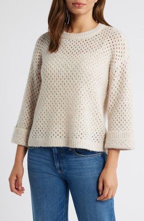 Wit & Wisdom Open Stitch Cuffed Sweater in Heather Light Oatmeal at Nordstrom, Size X-Small