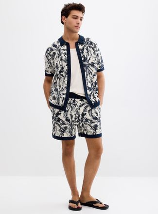 Le 31 Mens Abstract jacquard knit short Inseam: 6