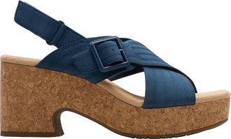 Clarks Womens Nerisa West Sandal, Navy Nubuck, 6.5 UK
