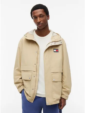 Tommy Hilfiger Mens Tommy Jeans Flag Colorblock Windbreaker - Beige - XL
