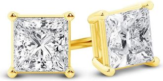 Grown Brilliance 14K Yellow Gold IGI Certified 5 Carat Princess Cut Lab Grown Diamond Stud Earrings for Women, VS Clarity, E-F Color