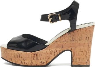 Fendi Sandali in pelle con plateau - Nero
