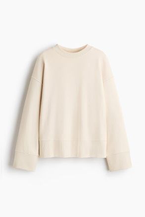 H&M Oversized Cotton Sweatshirt in Light Beige at Nordstrom, Size X-Large