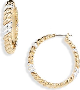 Anne Klein Twisted Two-Tone Hoop Earrings in Gold Multi at Nordstrom Rack