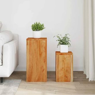 Berkfield Home Plant Stands 2 pcs Solid Acacia Wood in Brown