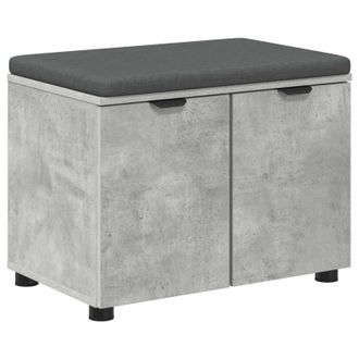 vidaXL Banco De Entrada Con Coj&iacute;n Gris Concreto 60 X 38 X 46 Cm Vidaxl