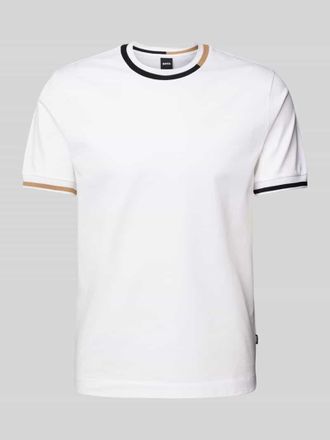 HUGO BOSS T-Shirt mit gerippten Abschl&uuml;ssen Modell Thompson in Weiss, Gr&ouml;&szlig;e L