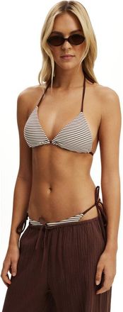 Cotton On Womens String Triangle Bikini Top in Terry Stripe Brown at Nordstrom, Size X-Large
