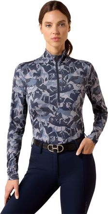 Ariat Womens Lunaveil 1/2 Zip Baselayer Top Long Sleeve in Polar Coincide Print, Size 2X-Small, by Ariat