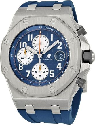 Audemars Piguet Pre-owned Audemars Piguet Royal Oak Offshore Chronograph Blue Mega Tapisserie Dial Mens Watch 26470ST.OO.A027CA.01