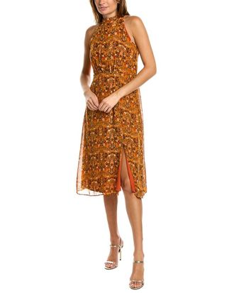 Julia Jordan Ruffle Neck Floral Midi Dress